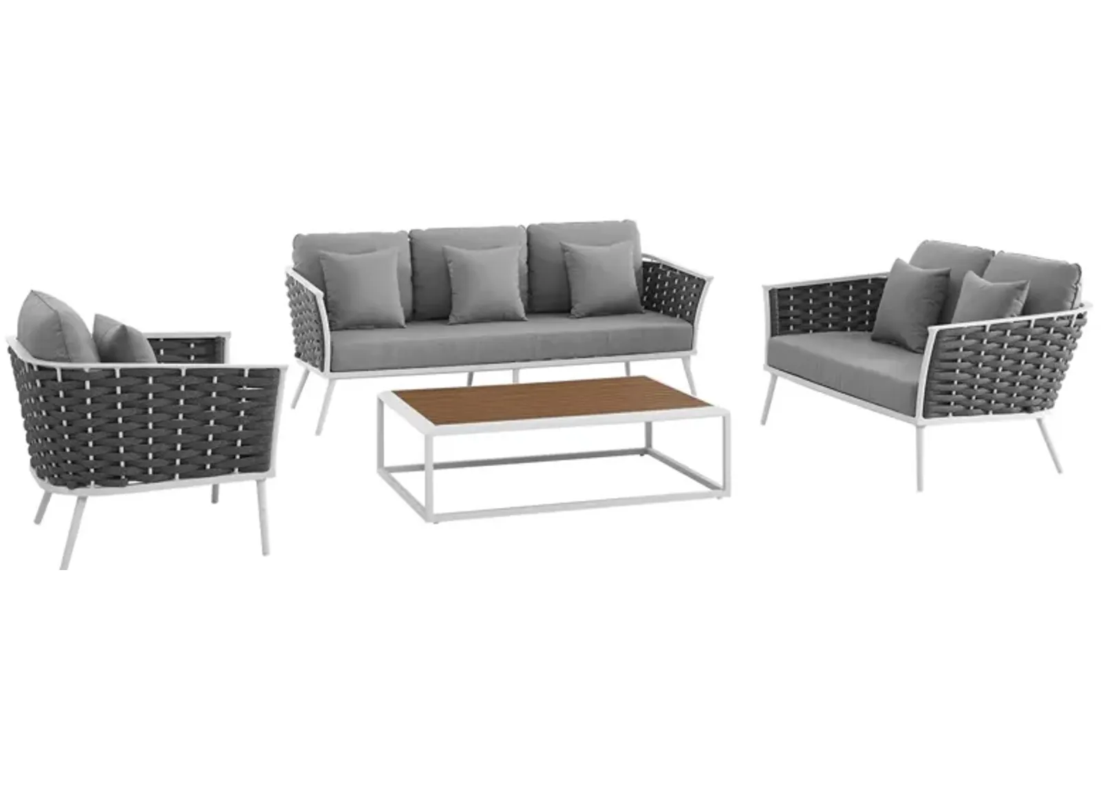 Stance 4 Piece Outdoor Patio Aluminum Sectional Sofa Set