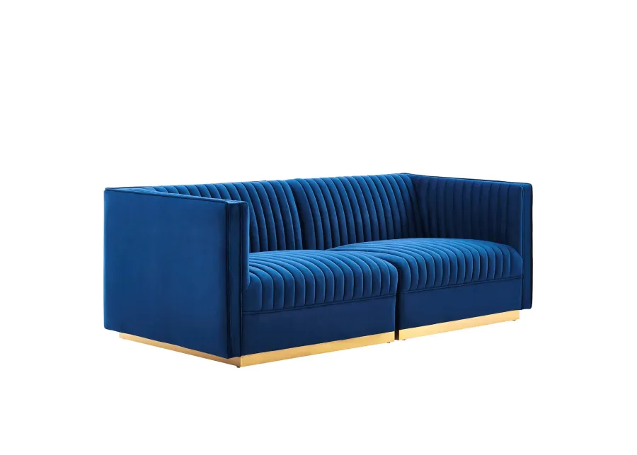 Sanguine Channel Tufted Performance Velvet Modular  Loveseat