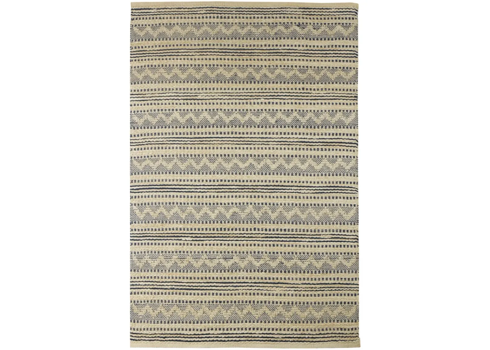 Earl Natural/ Insignia Blue Bohemain Striped Jute Blend Indoor Area Rug 7'9" x 9'9"