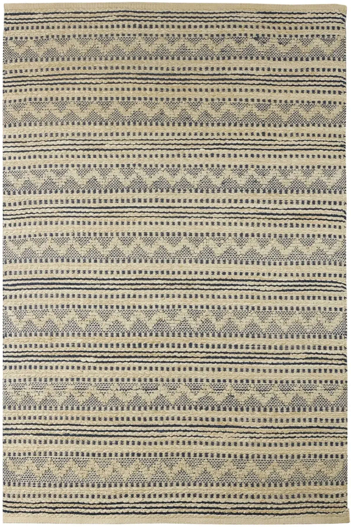 Earl Natural/ Insignia Blue Bohemain Striped Jute Blend Indoor Area Rug 7'9" x 9'9"