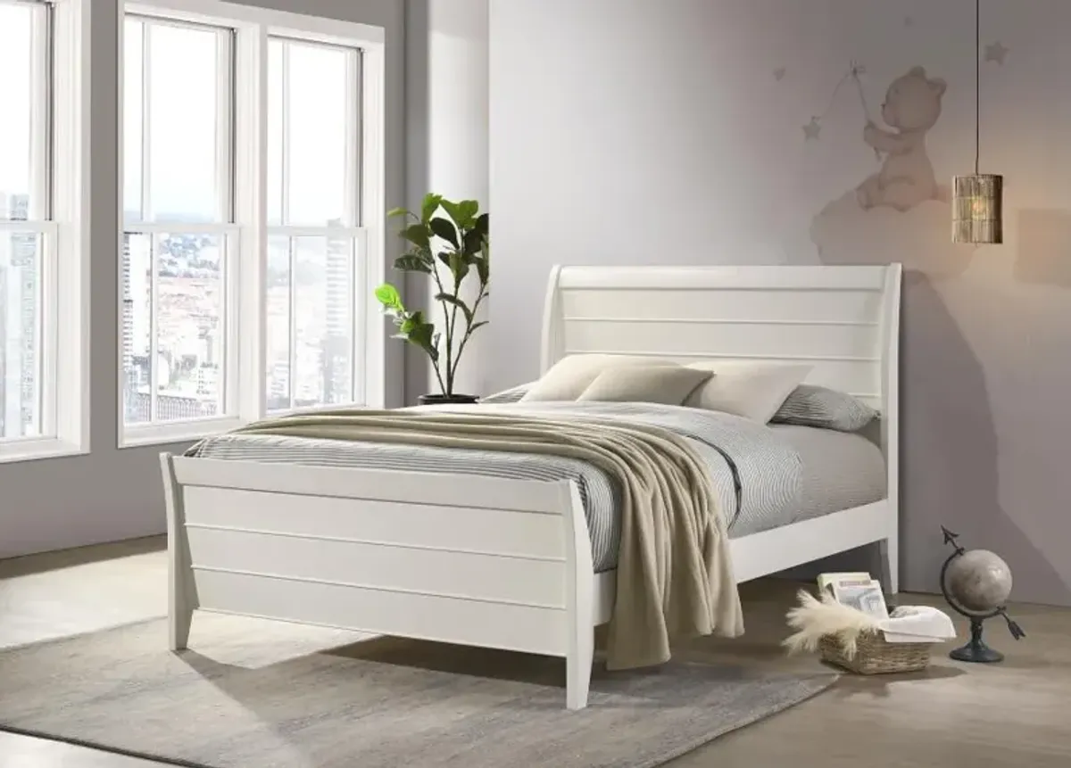 Jordy Full Sleigh Platform Bed Cream White