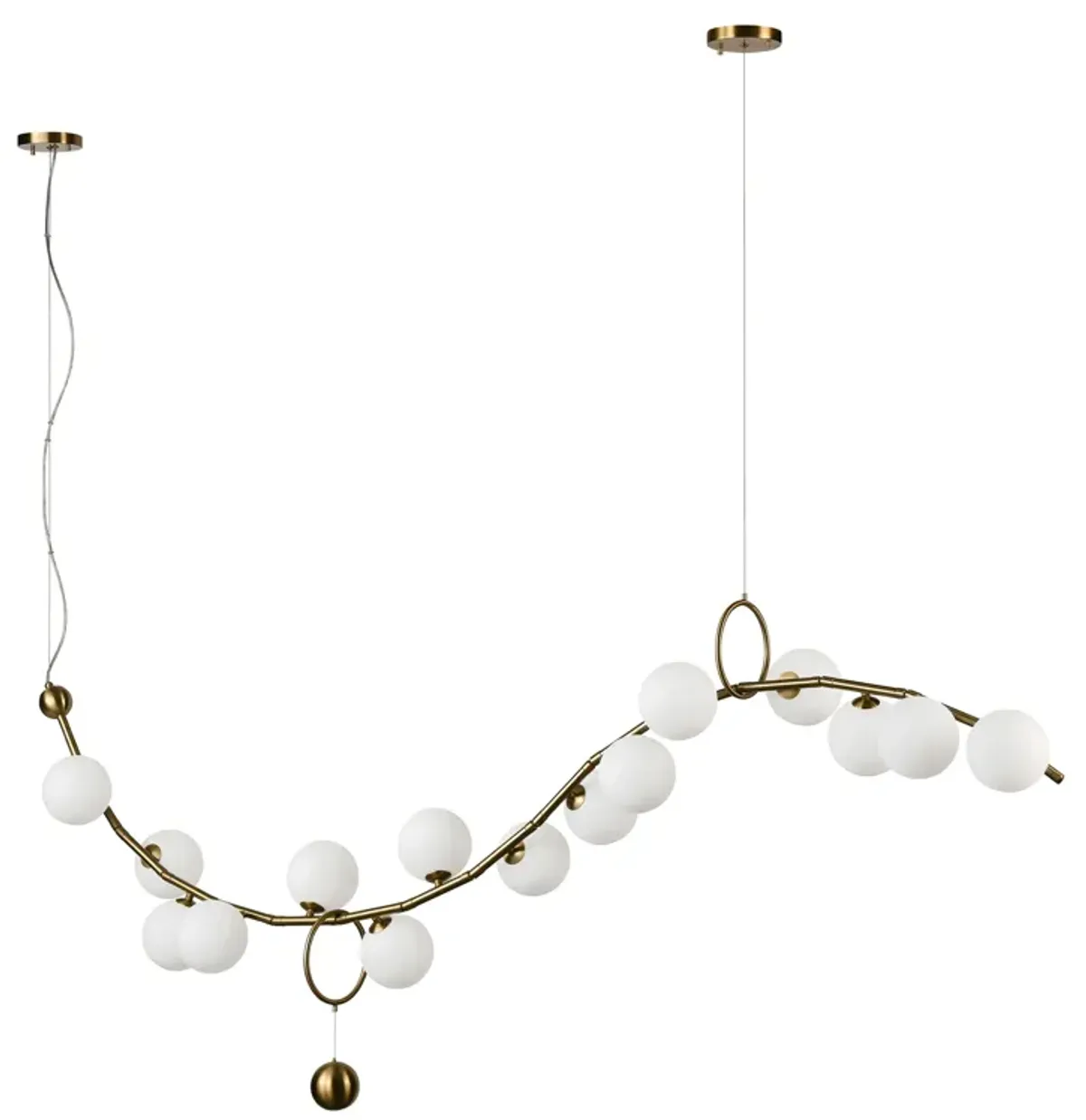 Acuminate 61" Wide 15-Light Linear Chandelier - Satin Brass