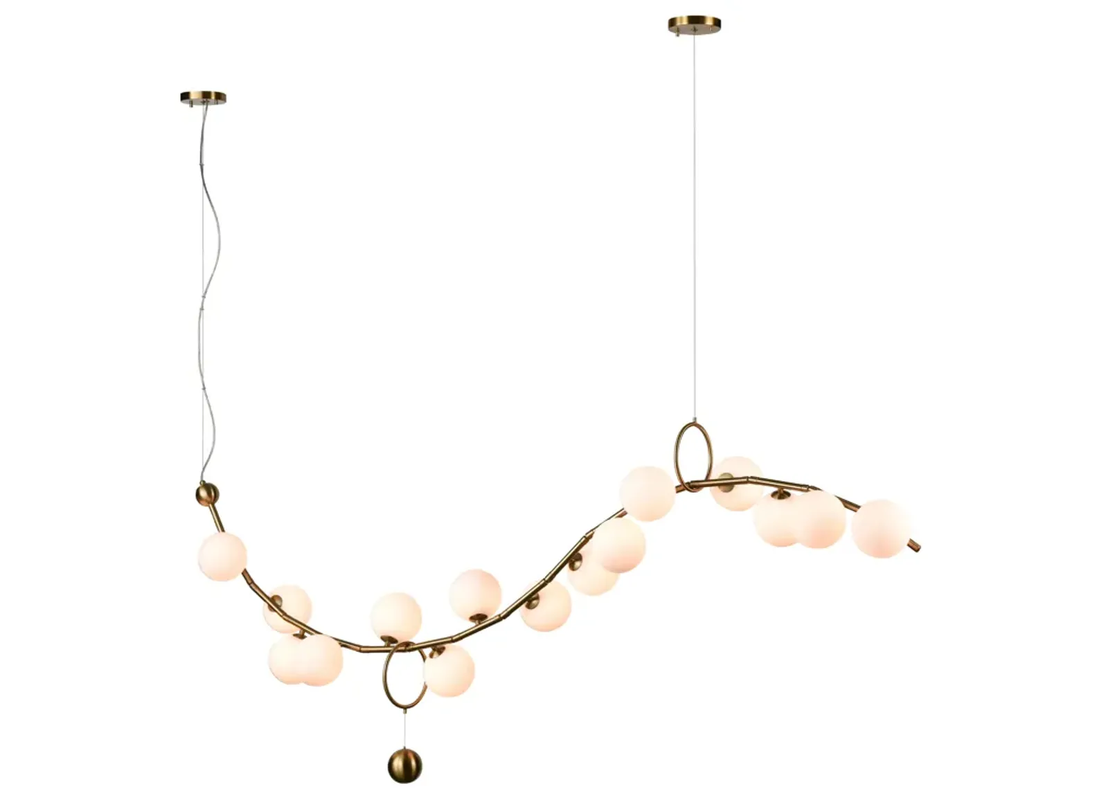 Acuminate 61" Wide 15-Light Linear Chandelier - Satin Brass