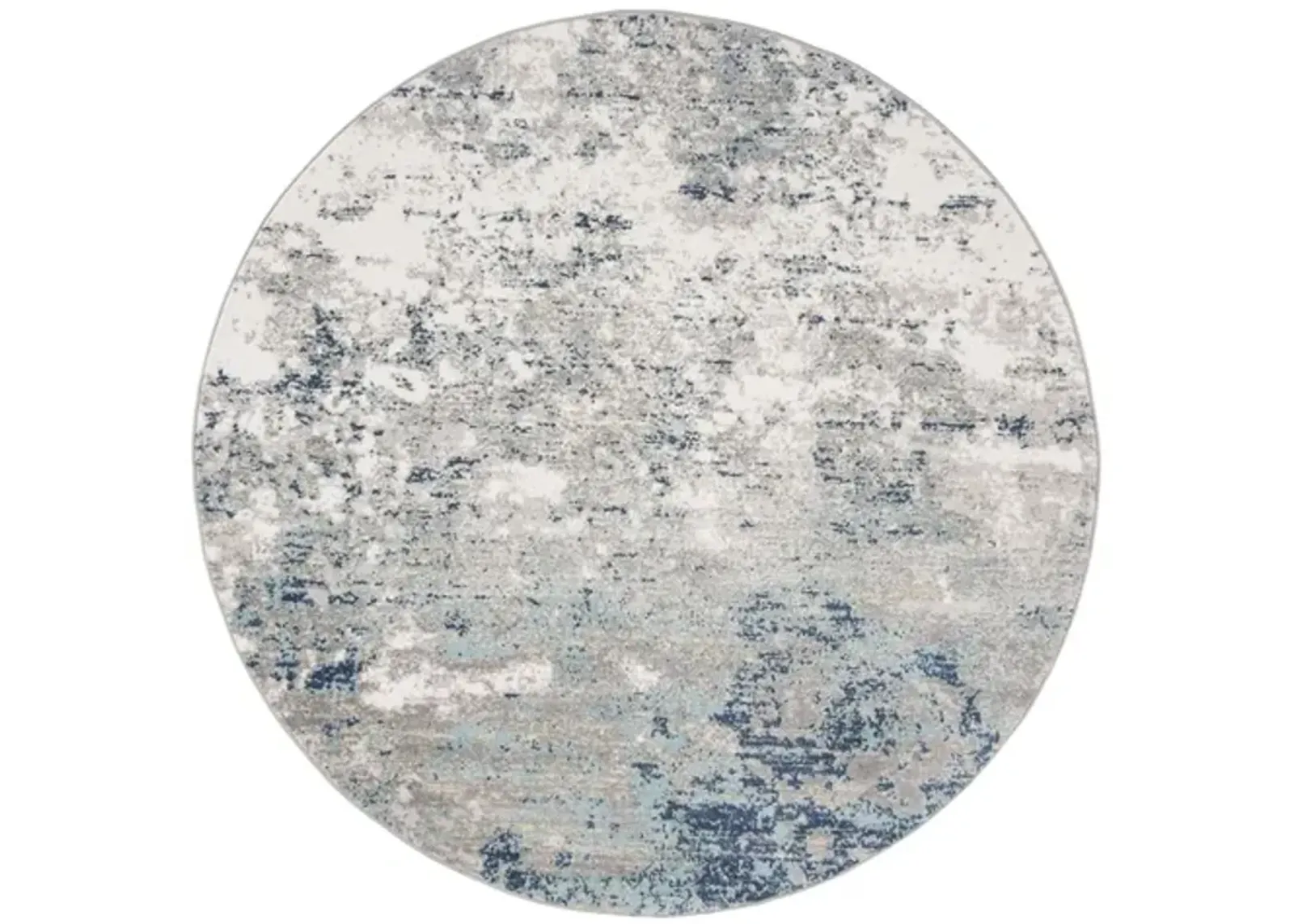 Brentwood 822 Light Grey / Blue 3' X 3' Round Round Powerloomed Rug