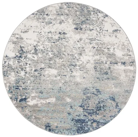 Brentwood 822 Light Grey / Blue 3' X 3' Round Round Powerloomed Rug