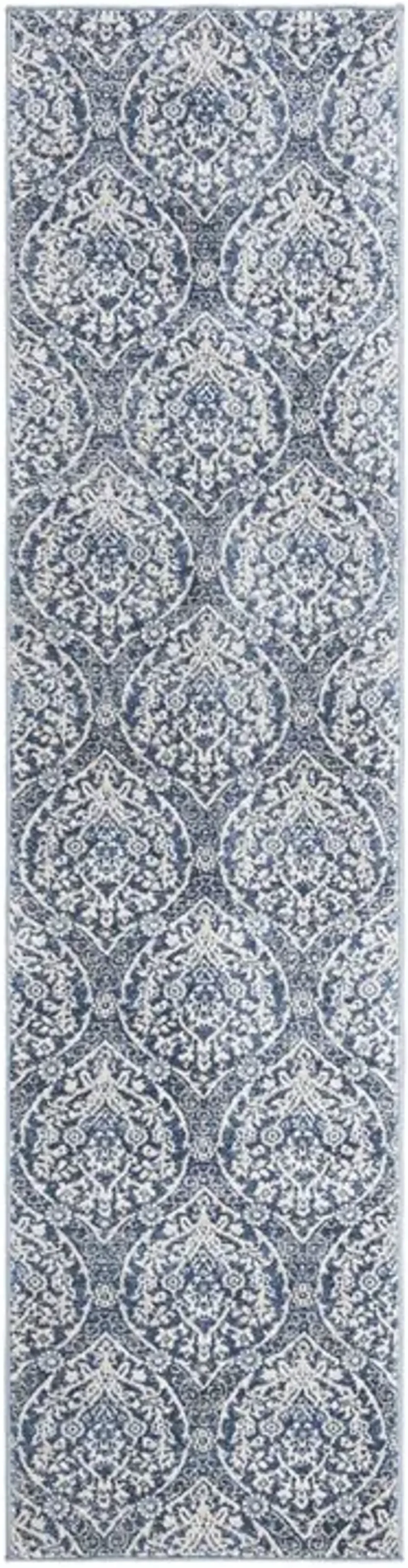 Brentwood 860 Navy / Light Grey 2' X 8' Runner Powerloomed Rug