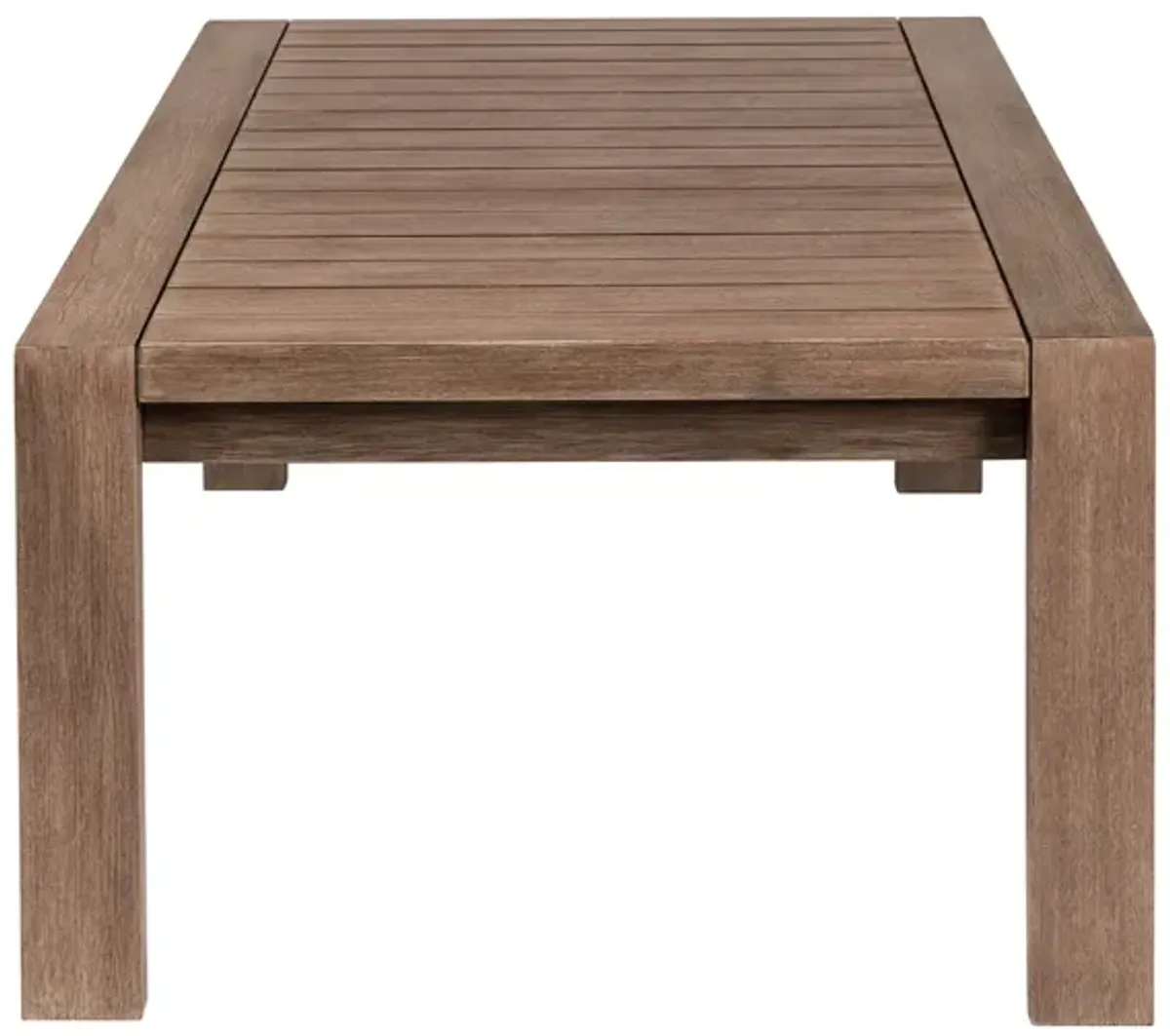 Relic Outdoor Patio Coffee Table in Weathered Eucalyptus Wood