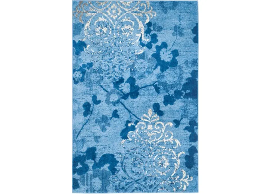 Adirondack Contemporary Light Blue / Dark Blue 10' X 14' Powerloomed Rug