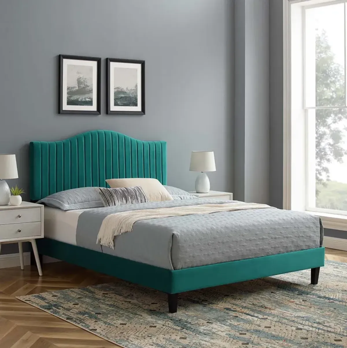 Juniper Channel Tufted Performance Velvet Full Platform Bed