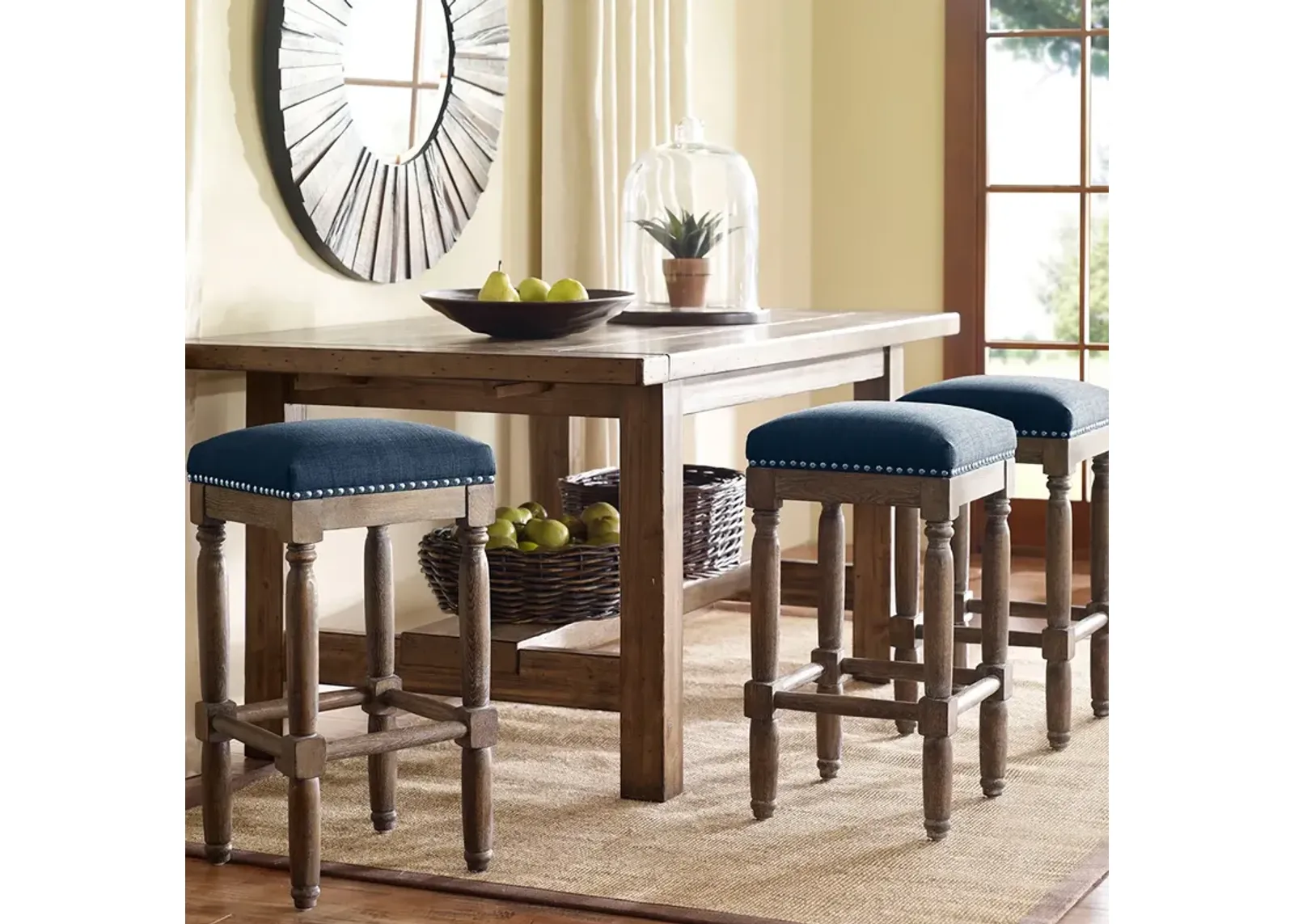 Madison Park Cirque Navy Counter Stool Set of 2