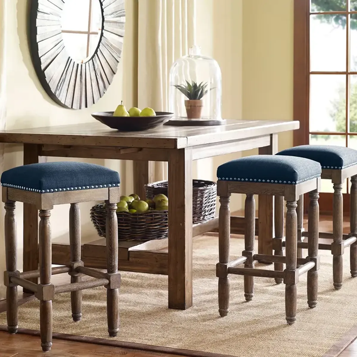 Madison Park Cirque Navy Counter Stool Set of 2