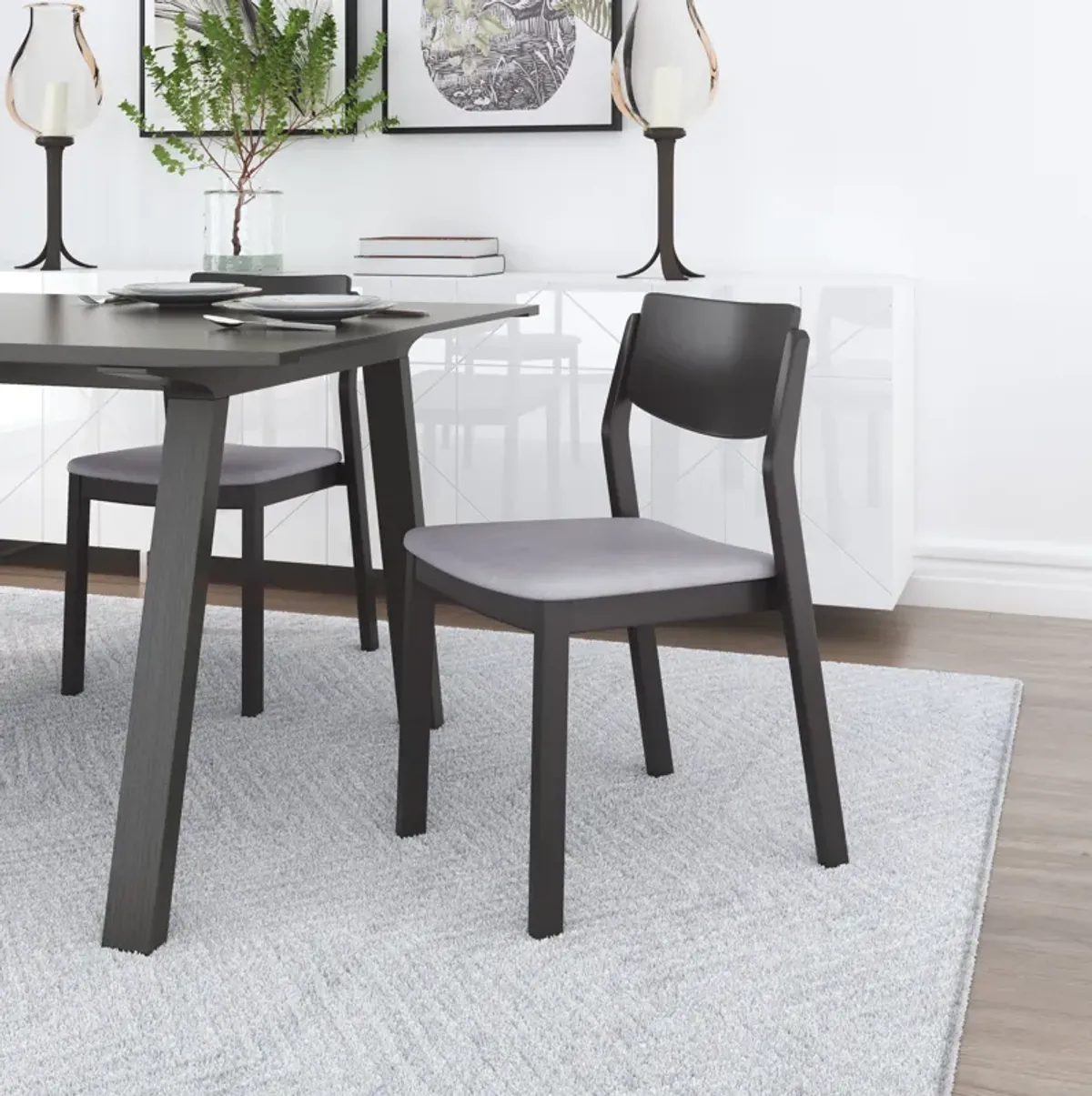 Desdamona Dining Chair (Set of 2) Gray & Black