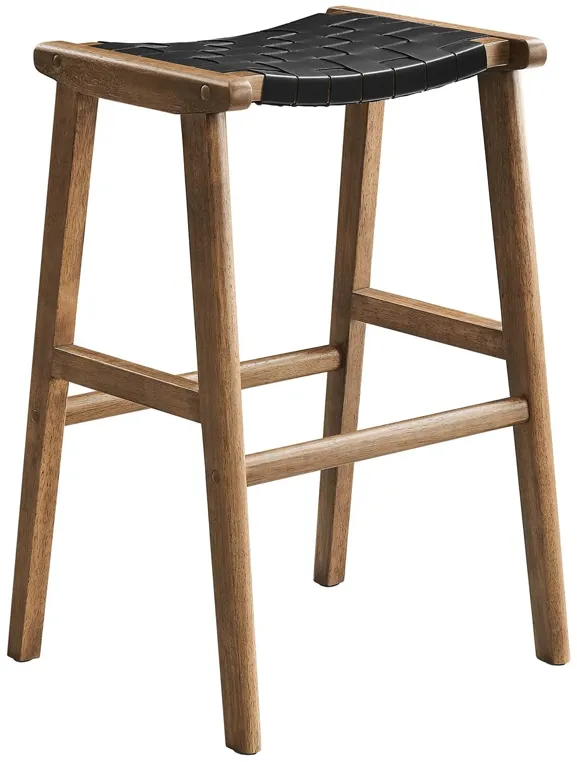 Saoirse Faux Leather Wood Bar Stool - Set of 2