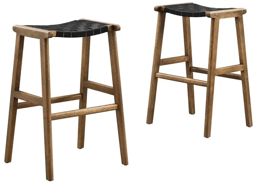 Saoirse Faux Leather Wood Bar Stool - Set of 2