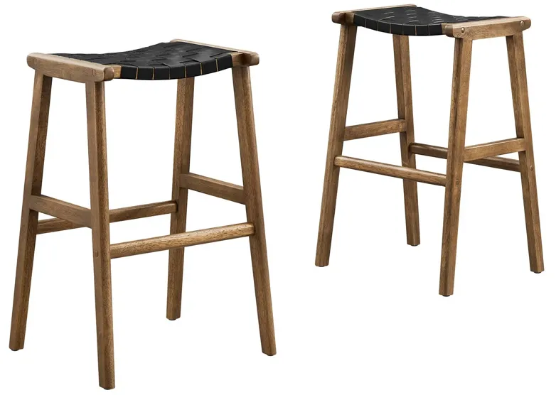 Saoirse Faux Leather Wood Bar Stool - Set of 2