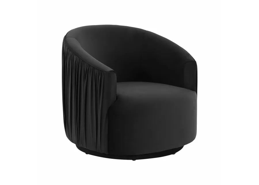 London Black Pleated Swivel Chair