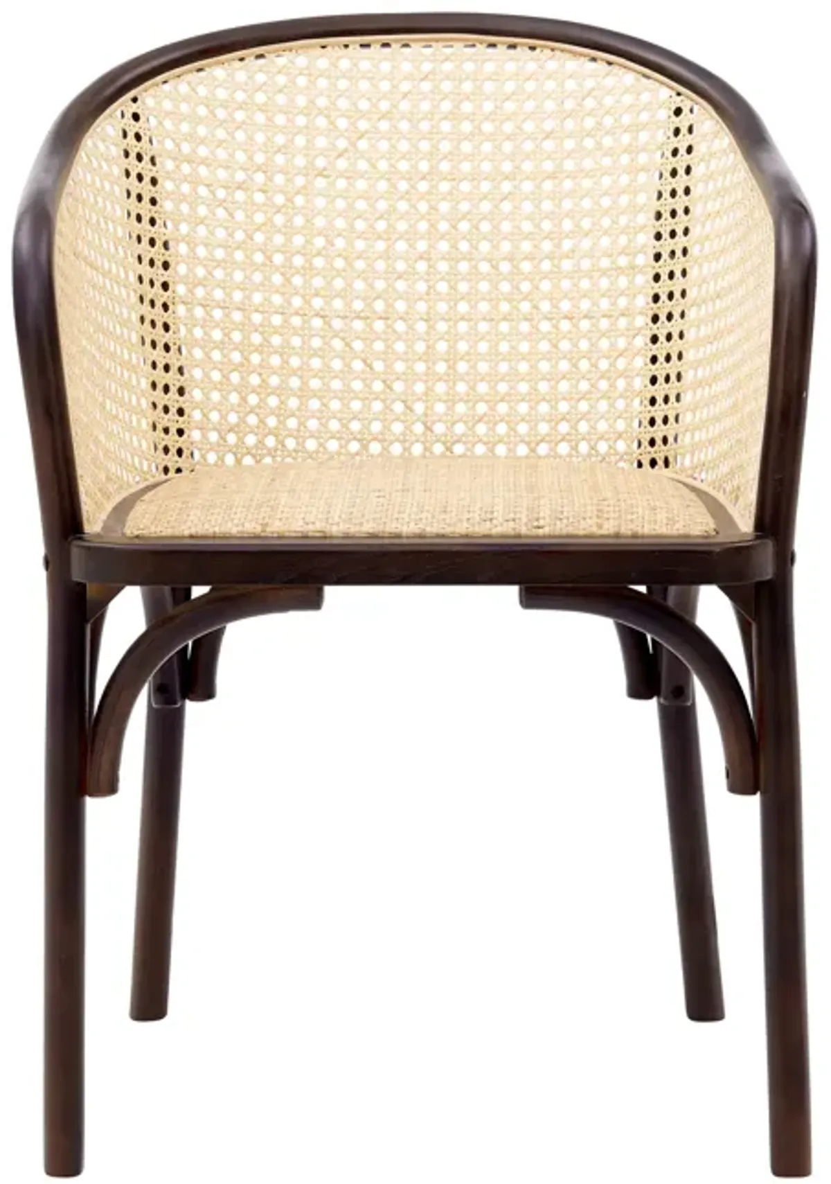 Elsy Armchair in Walnut with Natural Rattan Seat - Set of 1