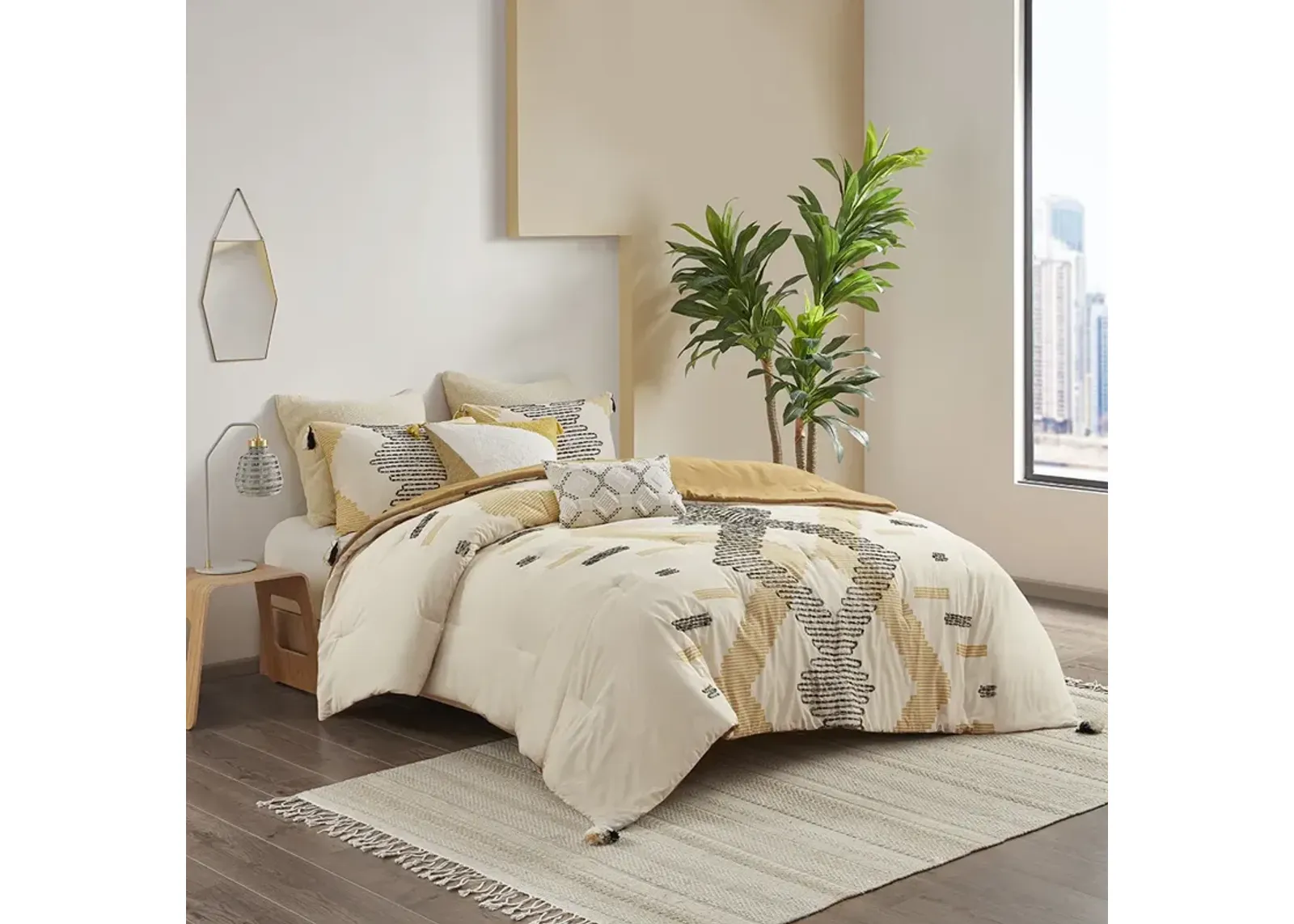 INK+IVY Arizona Yellow 3 Piece Cotton Comforter Set