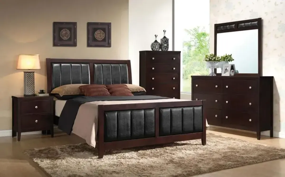 Carlton Queen Upholstered Bed Cappuccino and Black