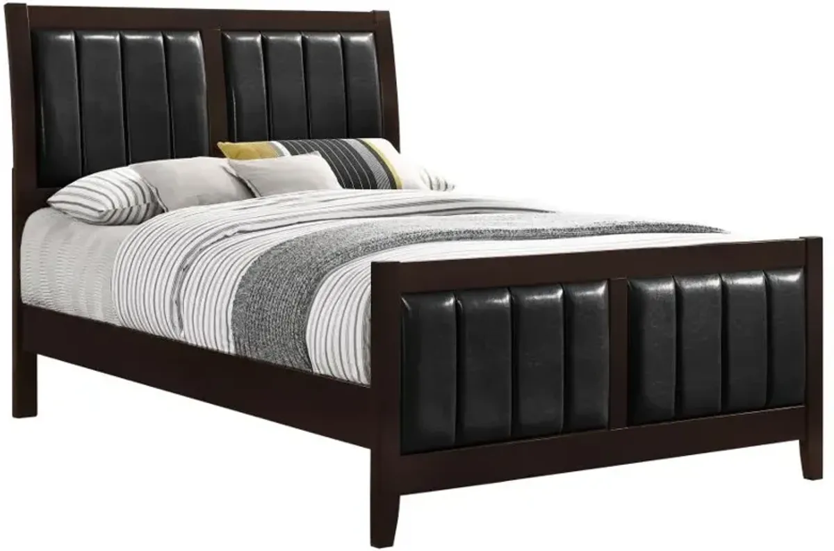 Carlton Queen Upholstered Bed Cappuccino and Black