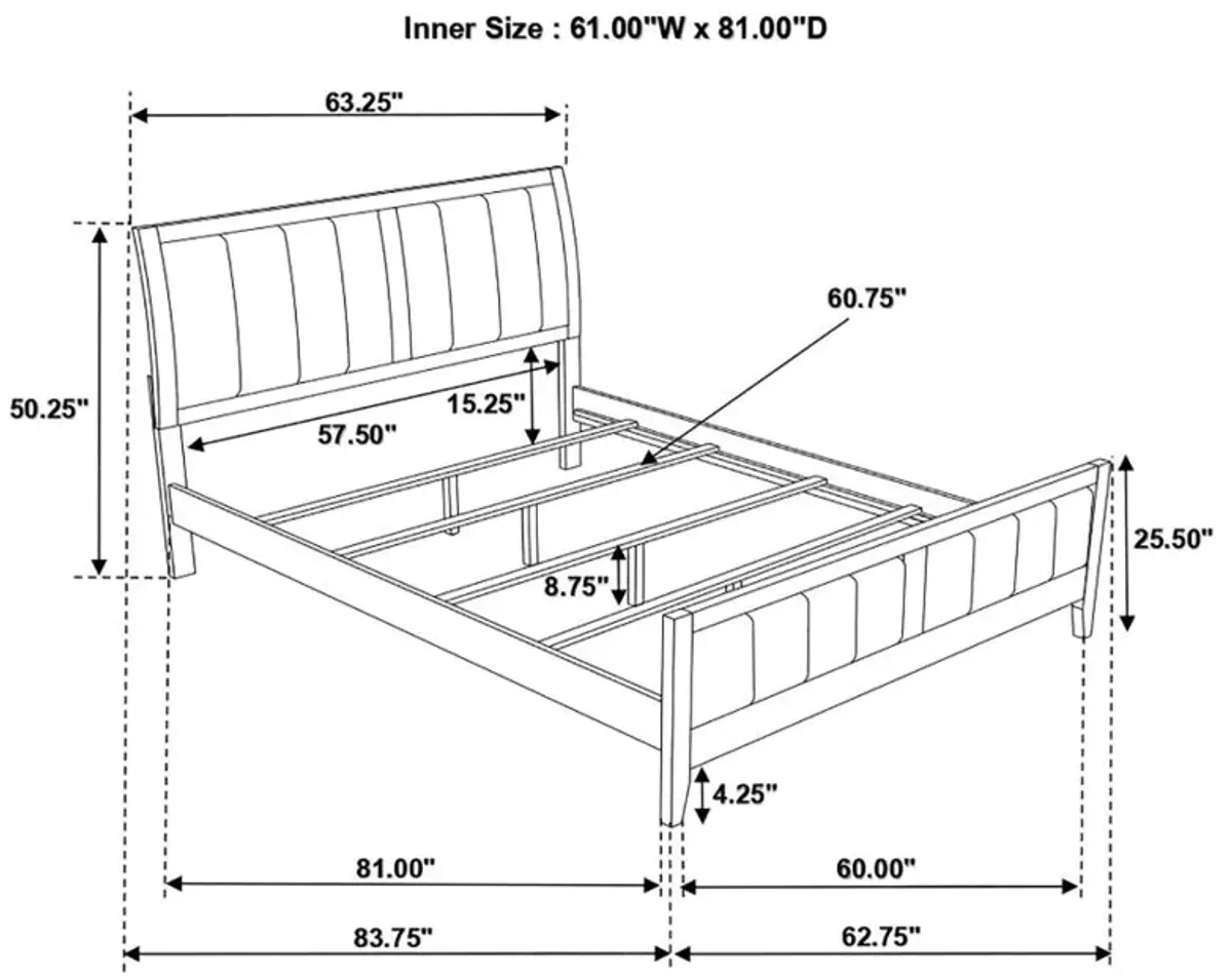 Carlton Queen Upholstered Bed Cappuccino and Black