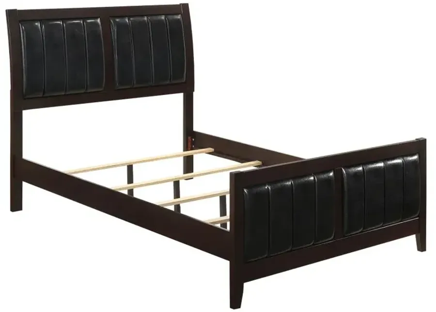 Carlton Queen Upholstered Bed Cappuccino and Black