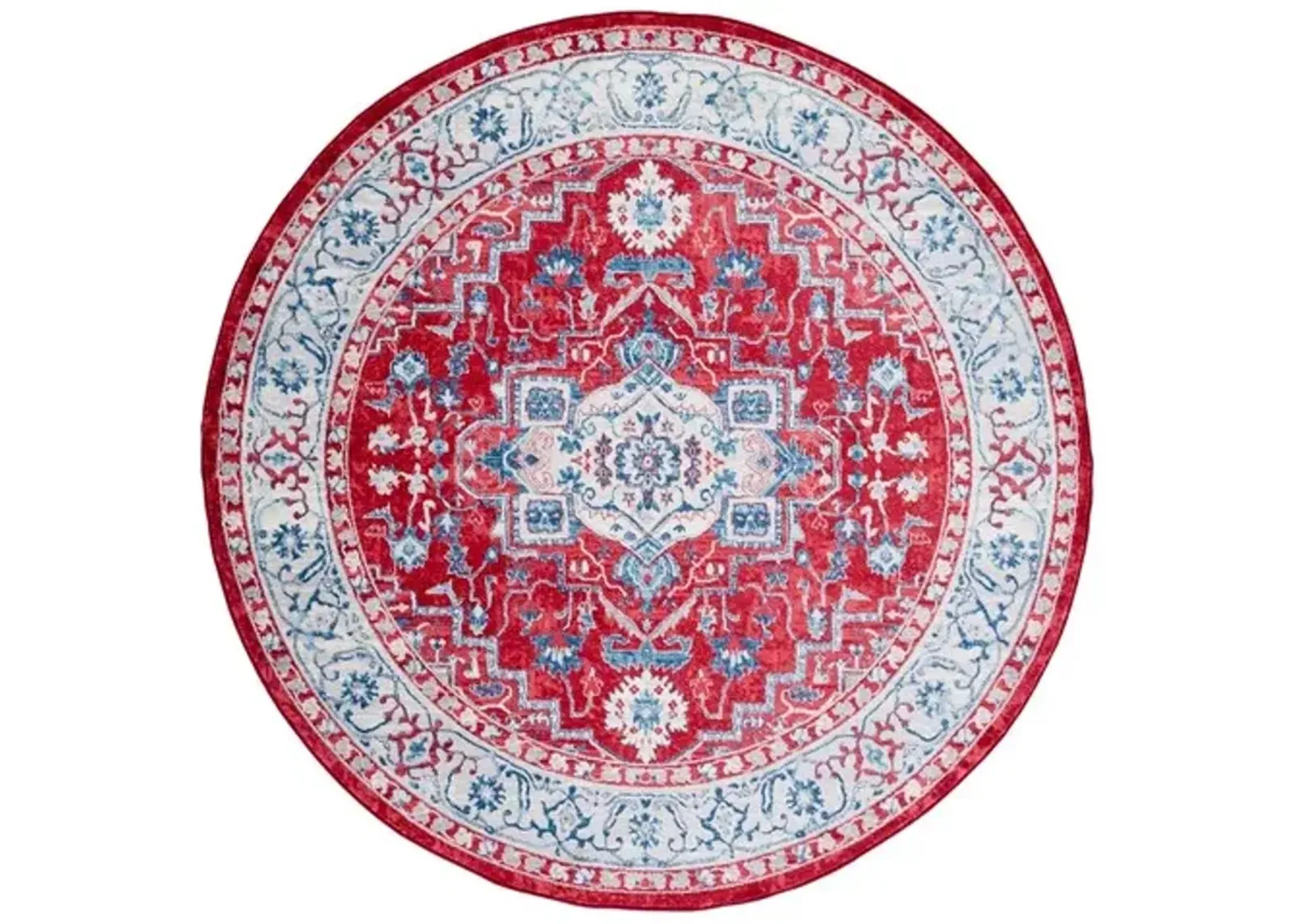 Brentwood 851 Red / Beige 6'-7" X 6'-7" Round Round Powerloomed Rug