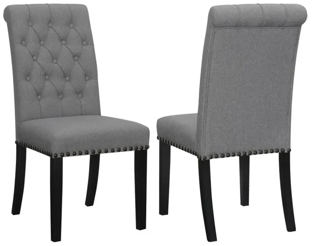 Alana Upholstered Tufted Side Chairs with Nailhead Trim (Set of 2)