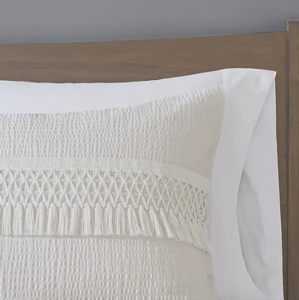 Madison Park Amaya Ivory 3 Piece Cotton Seersucker Duvet Cover Set