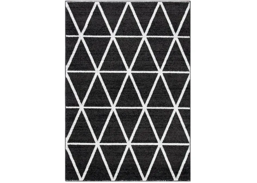 ADIRONDACK Contemporary Black / Ivory 2'-6" X 8' Powerloomed Rug