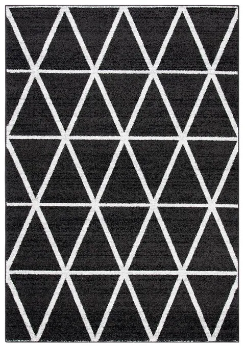 ADIRONDACK Contemporary Black / Ivory 2'-6" X 8' Powerloomed Rug