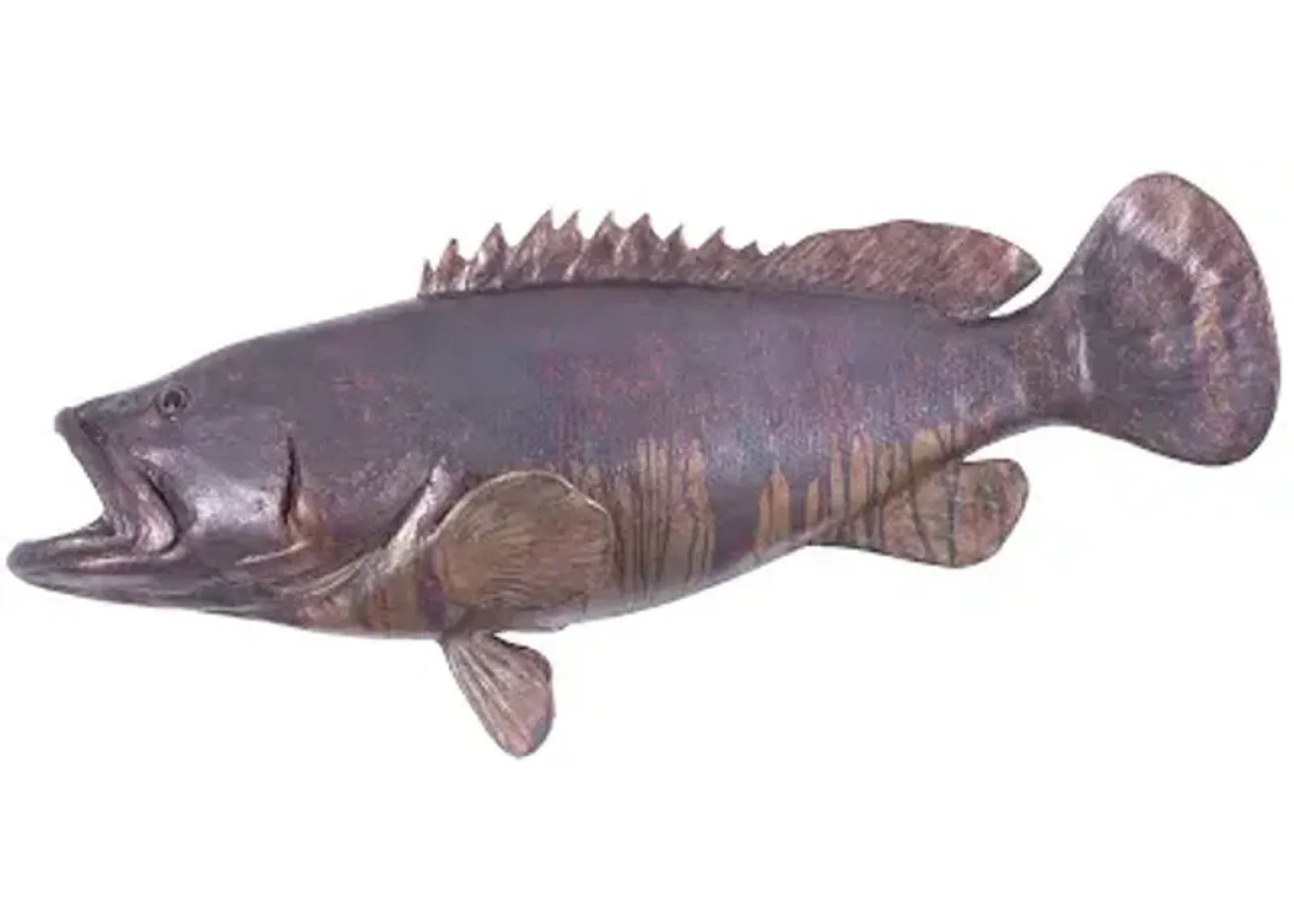 estuary cod fish wall sculpture, resin, copper patina finish