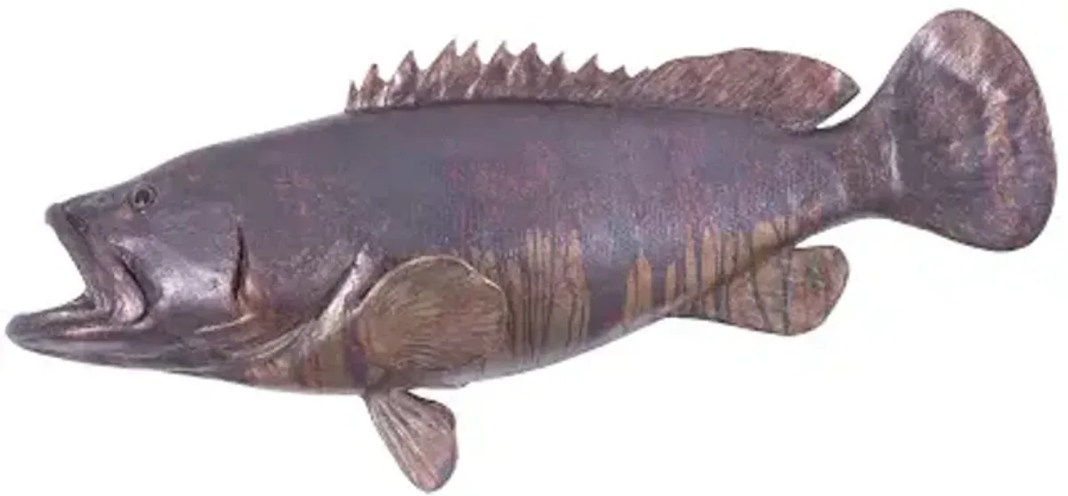 estuary cod fish wall sculpture, resin, copper patina finish