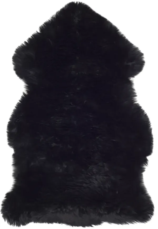 SHEEP SKIN 121 MIDNIGHT BLACK 5'-5' x 7'-7' Medium Rectangle Rug