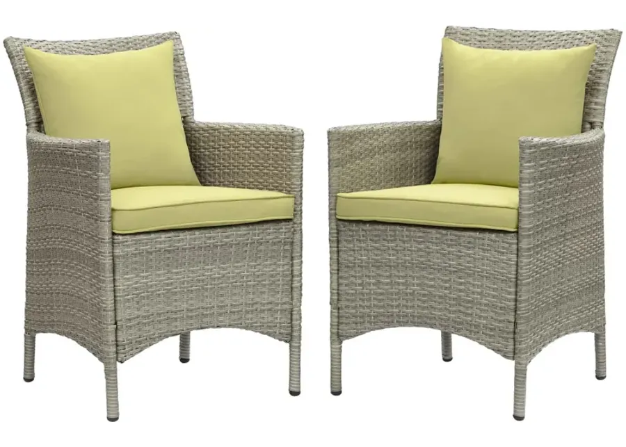 Conduit Outdoor Patio Wicker Rattan Dining Armchair Set of 2