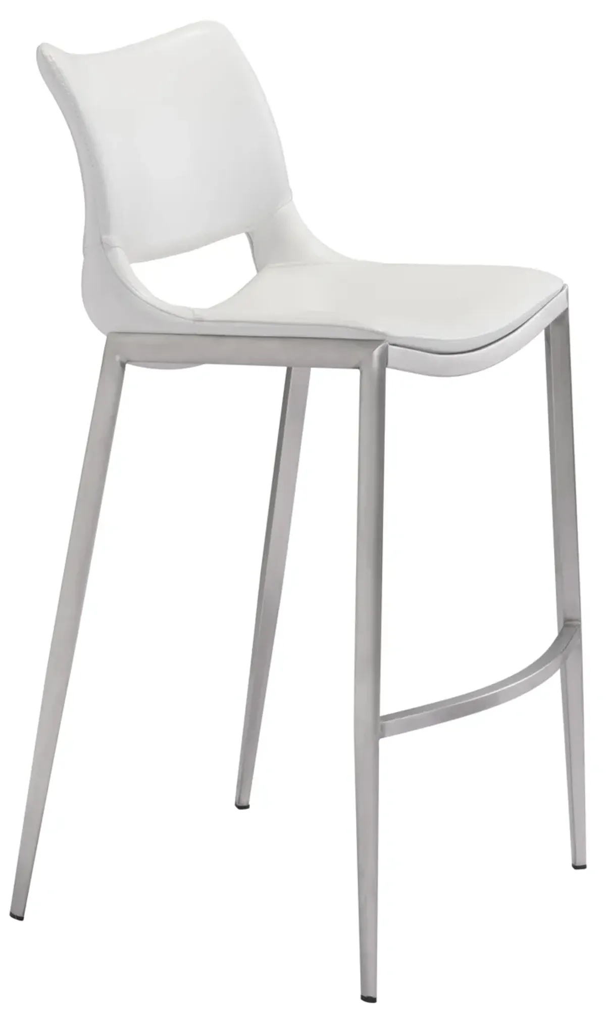 Ace Barstool (Set of 2) White & Silver