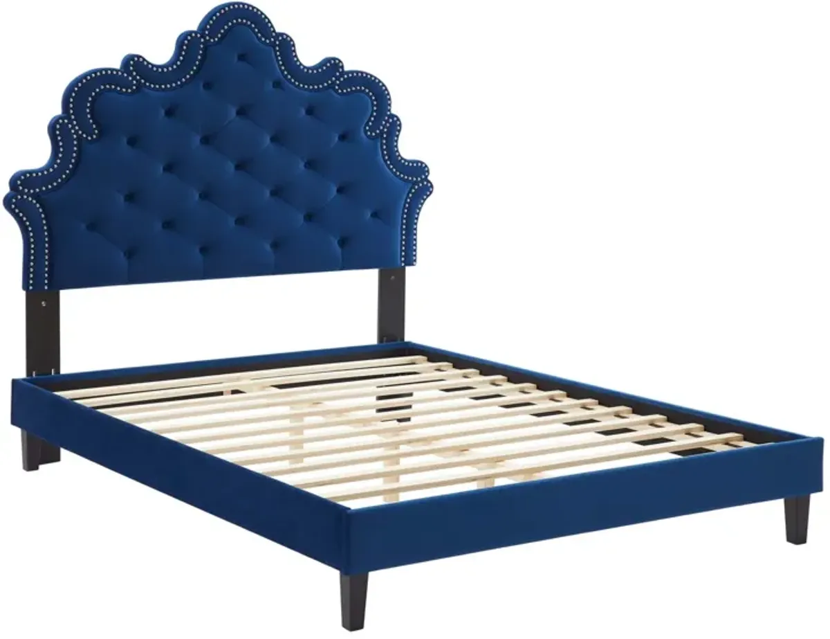 Sasha Button-Tufted Performance Velvet King Bed