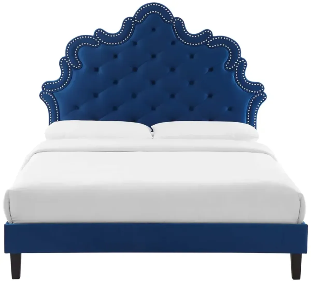 Sasha Button-Tufted Performance Velvet King Bed