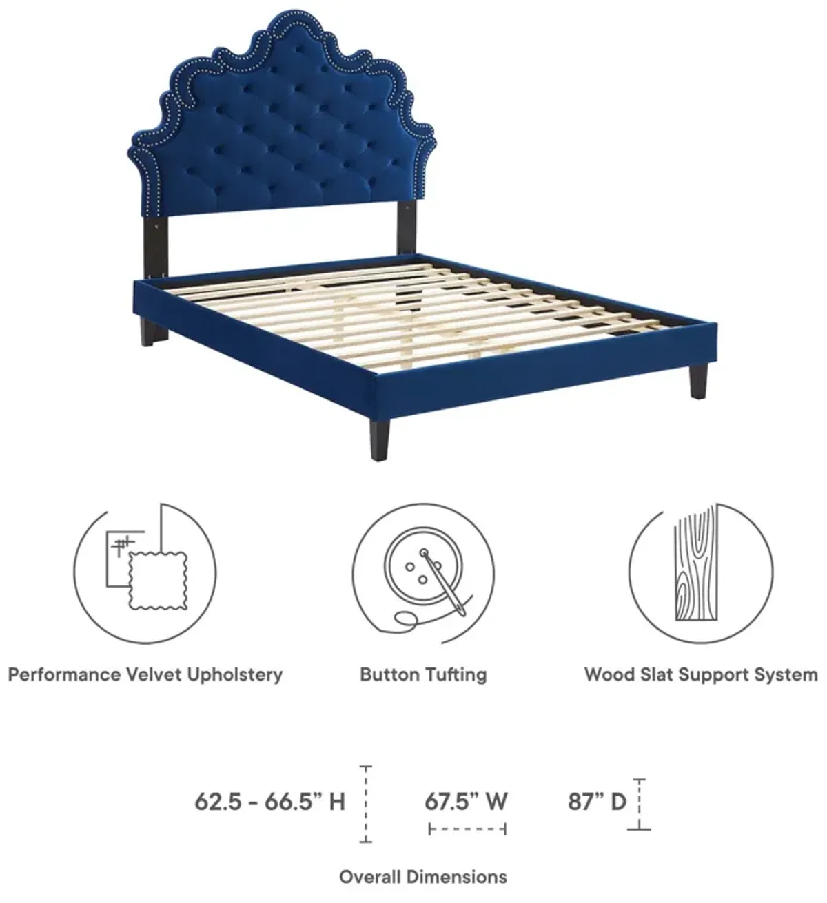 Sasha Button-Tufted Performance Velvet King Bed