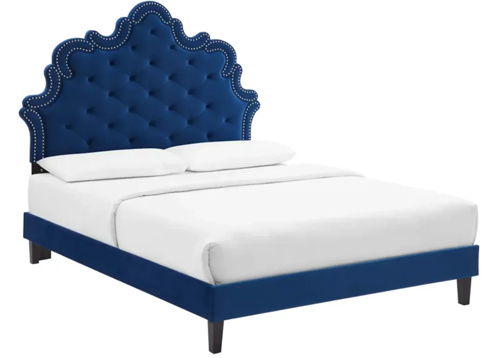 Sasha Button-Tufted Performance Velvet King Bed