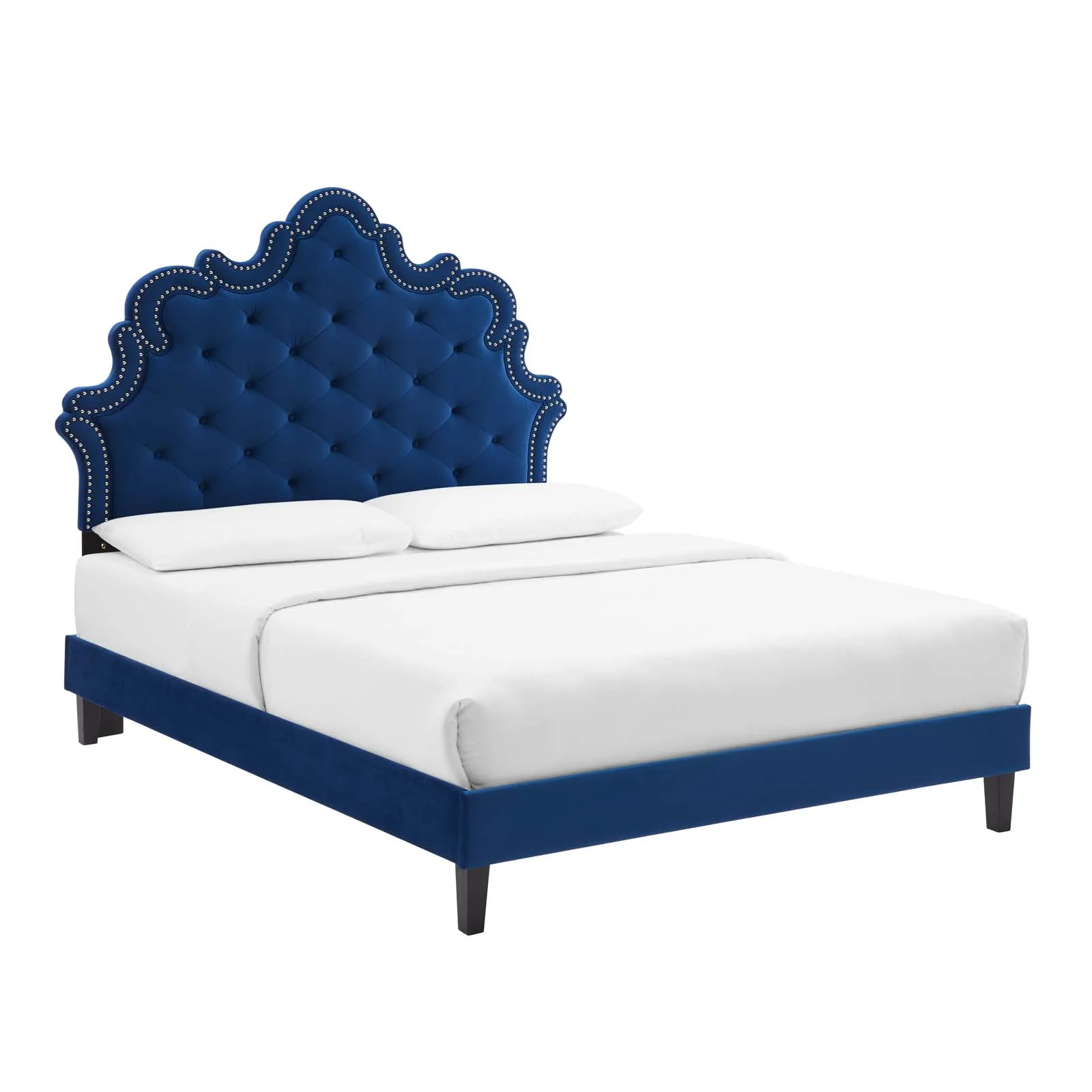 Sasha Button-Tufted Performance Velvet King Bed