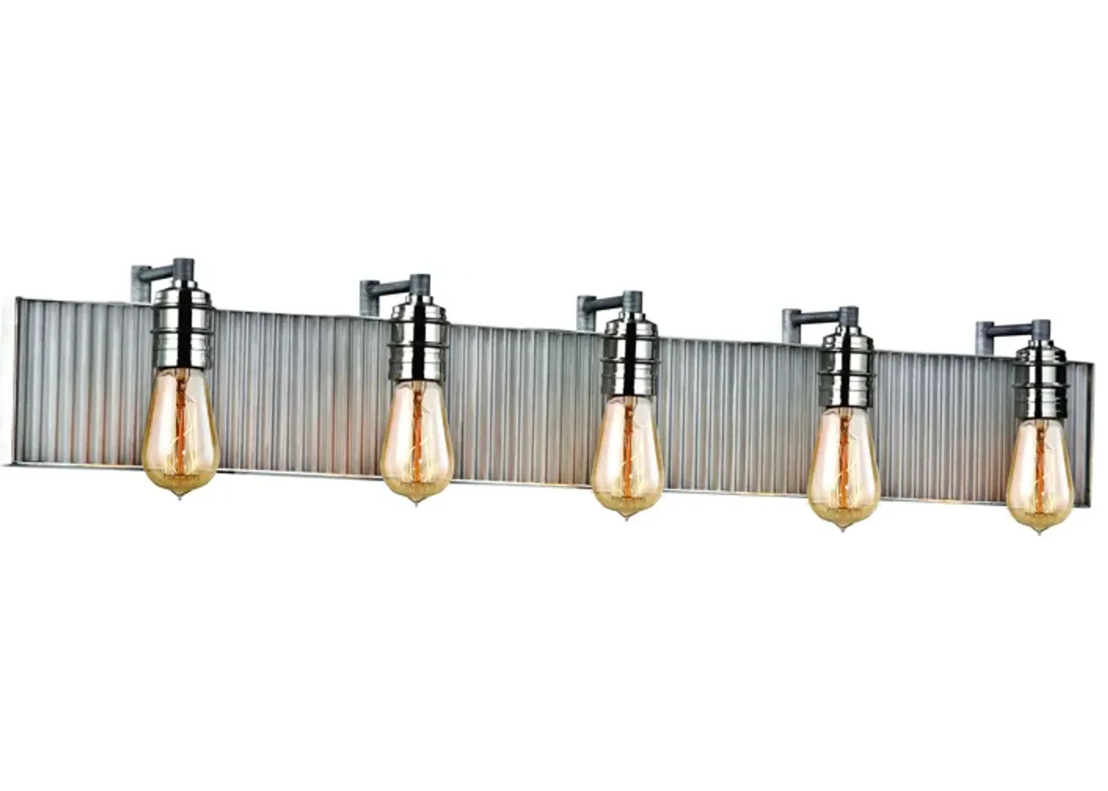 Corrugated Steel 40" Wide 5-Light Vanity Light - Polished Nickel