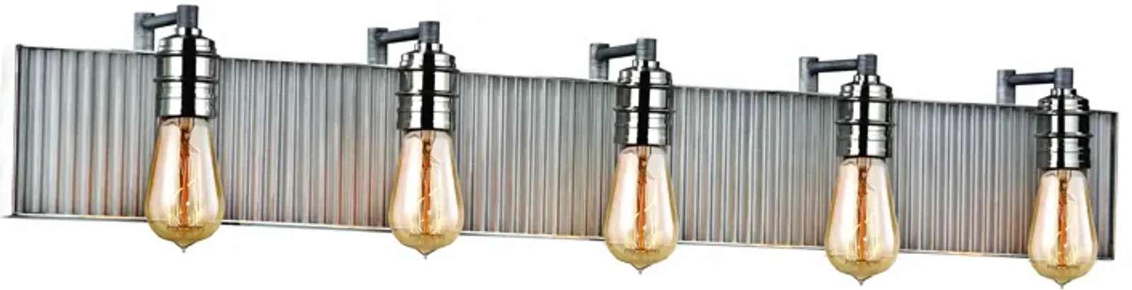 Corrugated Steel 40" Wide 5-Light Vanity Light - Polished Nickel