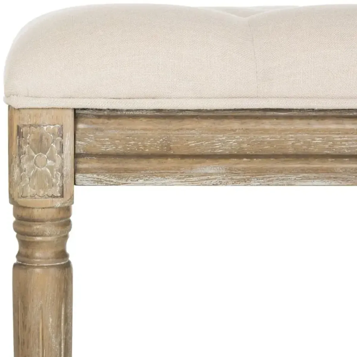 ROCHA 19''H FRENCH BRASSERIE TUFTED TRADITIONAL RUSTIC WOOD BENCH