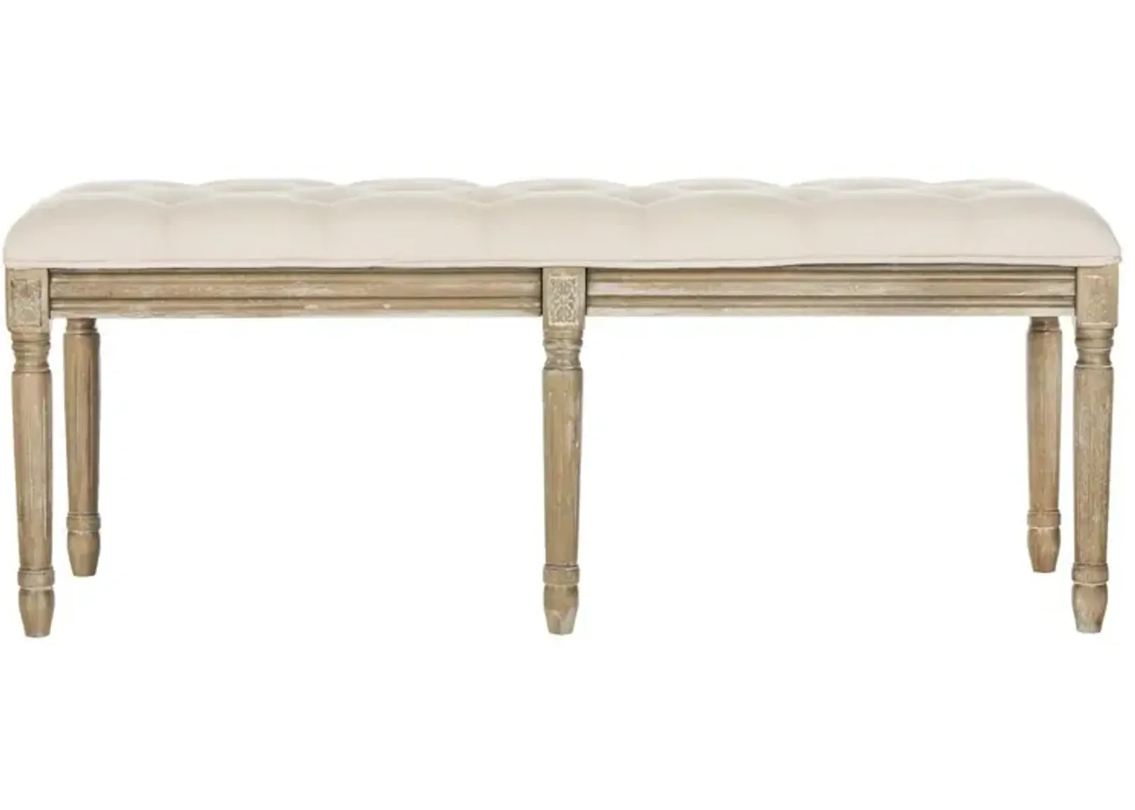 ROCHA 19''H FRENCH BRASSERIE TUFTED TRADITIONAL RUSTIC WOOD BENCH