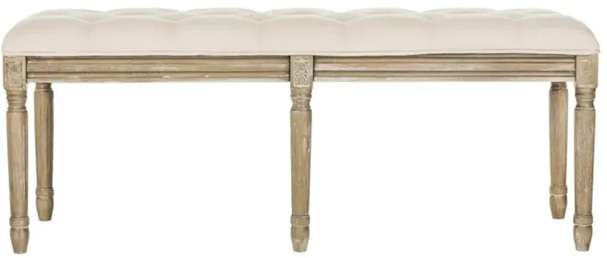 ROCHA 19''H FRENCH BRASSERIE TUFTED TRADITIONAL RUSTIC WOOD BENCH