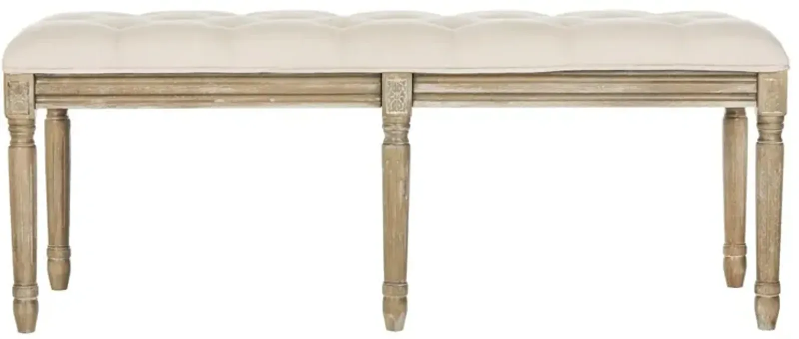 ROCHA 19''H FRENCH BRASSERIE TUFTED TRADITIONAL RUSTIC WOOD BENCH