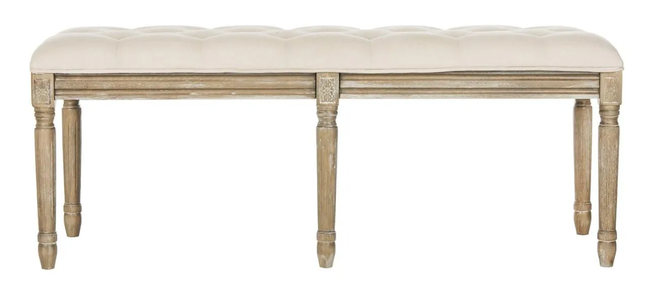 ROCHA 19''H FRENCH BRASSERIE TUFTED TRADITIONAL RUSTIC WOOD BENCH