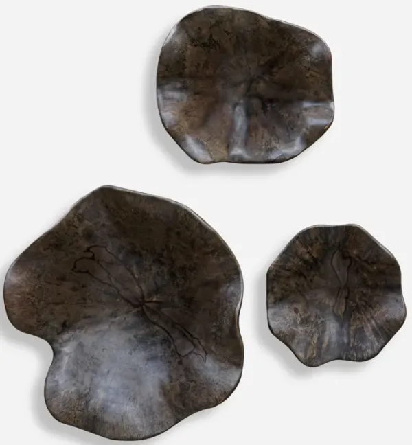 Two Wood Wall Decor In Mocha, S/3