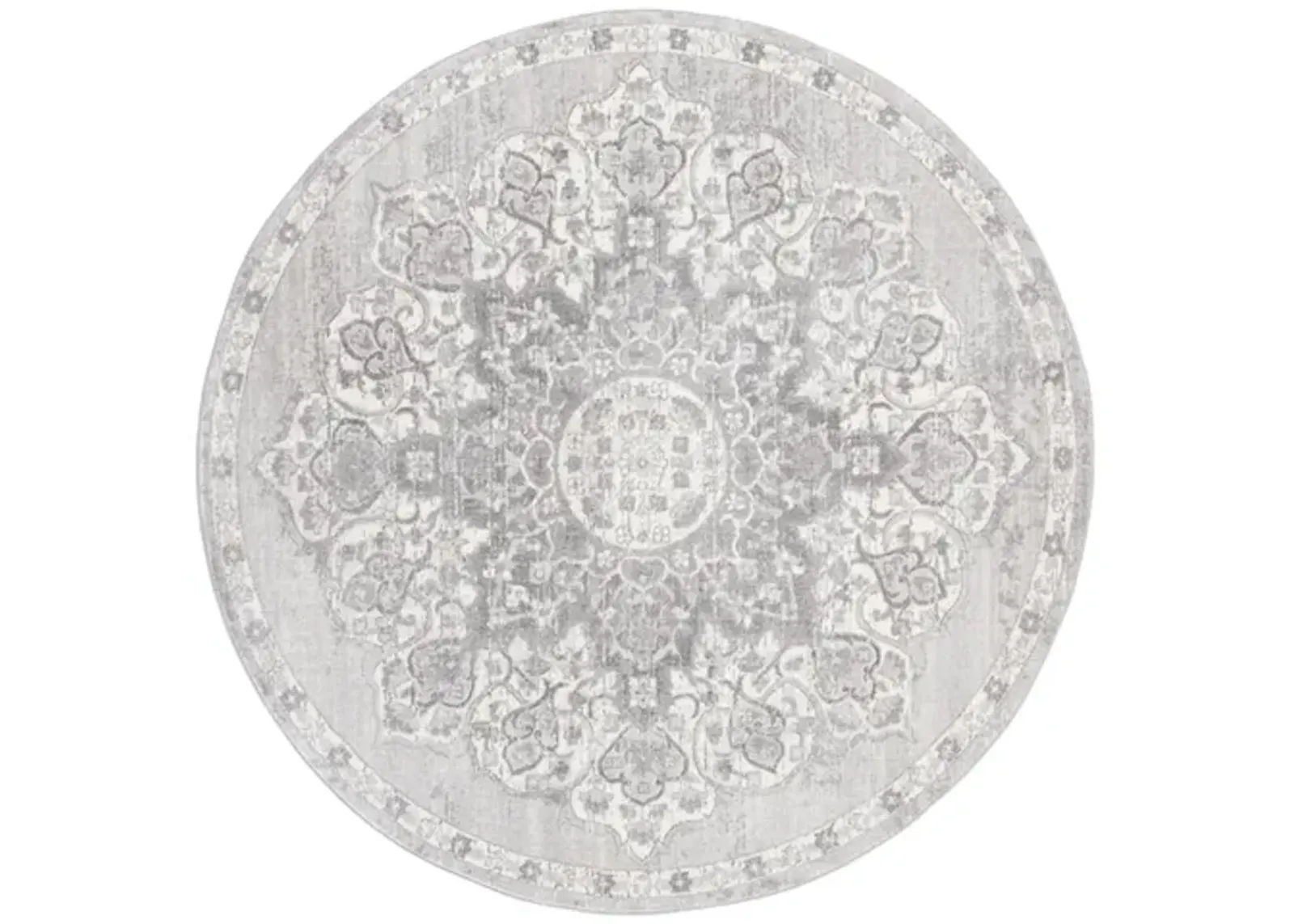 Brentwood 802 Grey / Ivory 9' X 9' Round Round Powerloomed Rug